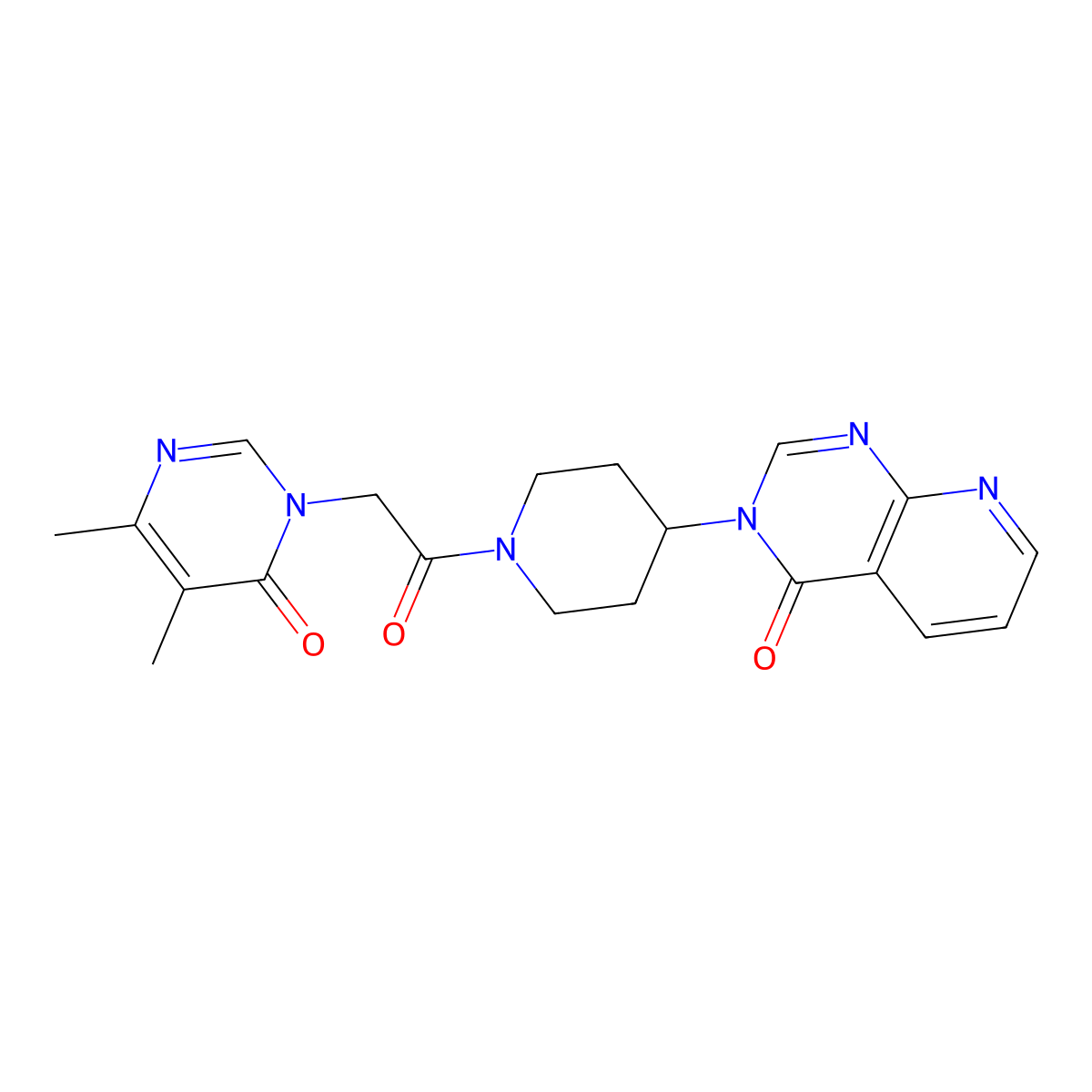 3-(1-(2-(4,5-dimethyl-6-oxopyrimidin-1(6H)-yl)acetyl)piperidin-4-yl)pyrido[2,3-d]pyrimidin-4(3H)-one molecular structure, CAS 2034519-04-3