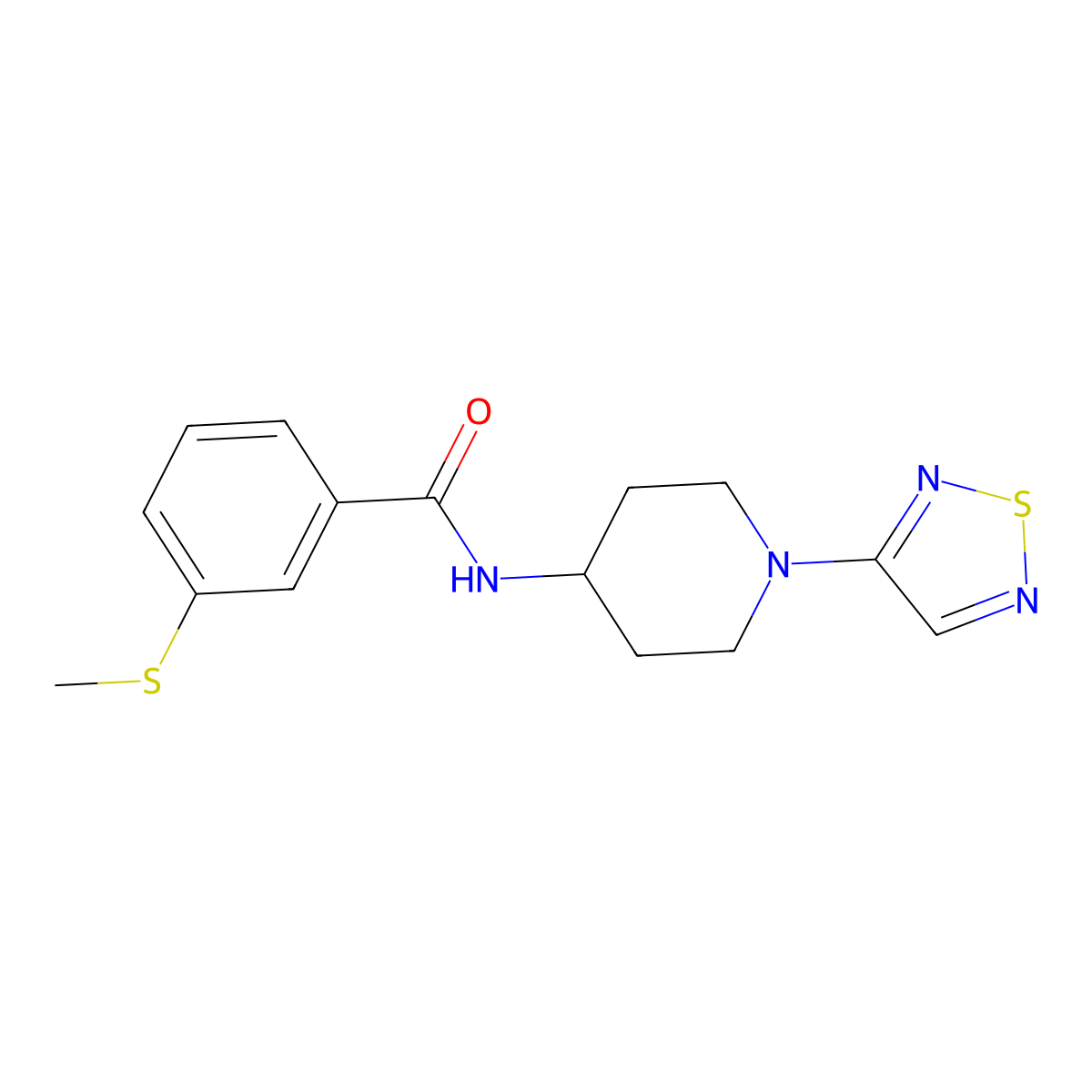 N-(1-(1,2,5-thiadiazol-3-yl)piperidin-4-yl)-3-(methylthio)benzamide molecular structure, CAS 2034519-05-4