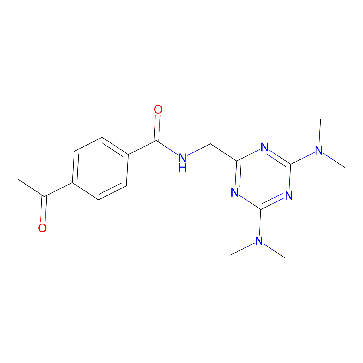 4-acetyl-N-{[4,6-bis(dimethylamino)-1,3,5-triazin-2-yl]methyl}benzamide molecular structure, CAS 2034519-09-8