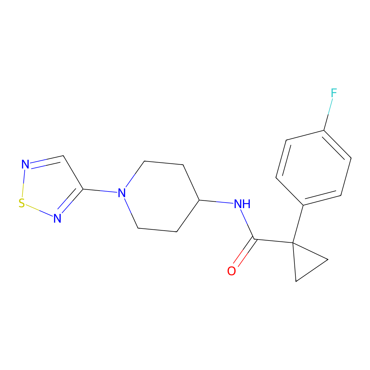 N-(1-(1,2,5-thiadiazol-3-yl)piperidin-4-yl)-1-(4-fluorophenyl)cyclopropanecarboxamide molecular structure, CAS 2034519-11-2