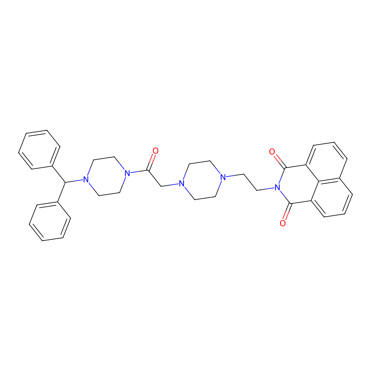 2-(2-(4-(2-(4-benzhydrylpiperazin-1-yl)-2-oxoethyl)piperazin-1-yl)ethyl)-1H-benzo[de]isoquinoline-1,3(2H)-dione molecular structure, CAS 2034519-12-3