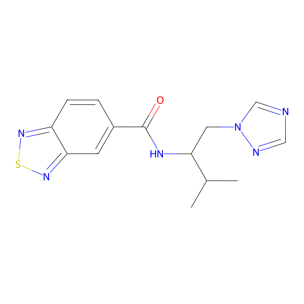 N-(3-methyl-1-(1H-1,2,4-triazol-1-yl)butan-2-yl)benzo[c][1,2,5]thiadiazole-5-carboxamide molecular structure, CAS 2034519-18-9