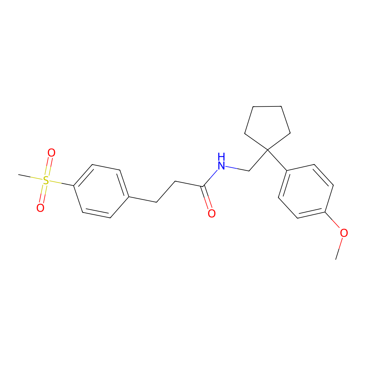 N-((1-(4-methoxyphenyl)cyclopentyl)methyl)-3-(4-(methylsulfonyl)phenyl)propanamide molecular structure, CAS 2034519-20-3