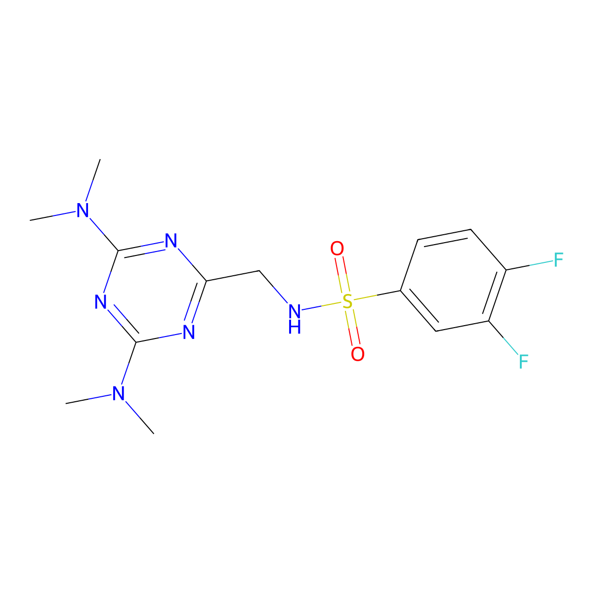 N-((4,6-bis(dimethylamino)-1,3,5-triazin-2-yl)methyl)-3,4-difluorobenzenesulfonamide molecular structure, CAS 2034519-27-0