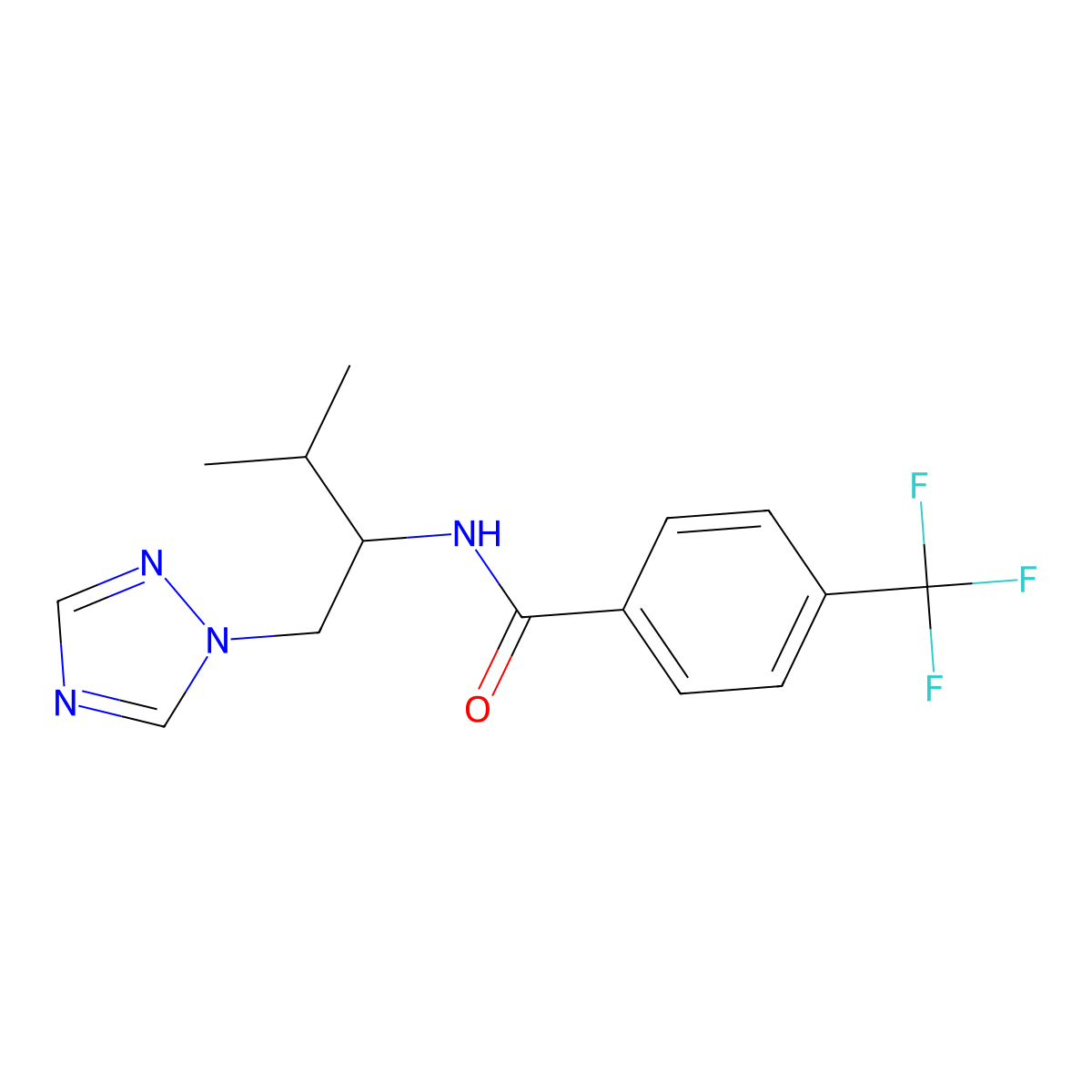 N-(3-methyl-1-(1H-1,2,4-triazol-1-yl)butan-2-yl)-4-(trifluoromethyl)benzamide molecular structure, CAS 2034519-29-2