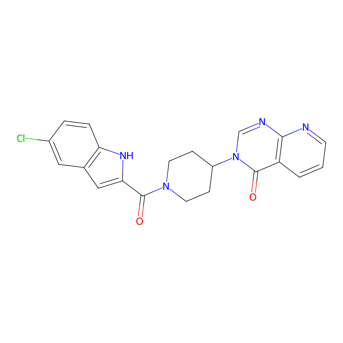 3-(1-(5-chloro-1H-indole-2-carbonyl)piperidin-4-yl)pyrido[2,3-d]pyrimidin-4(3H)-one molecular structure, CAS 2034519-30-5