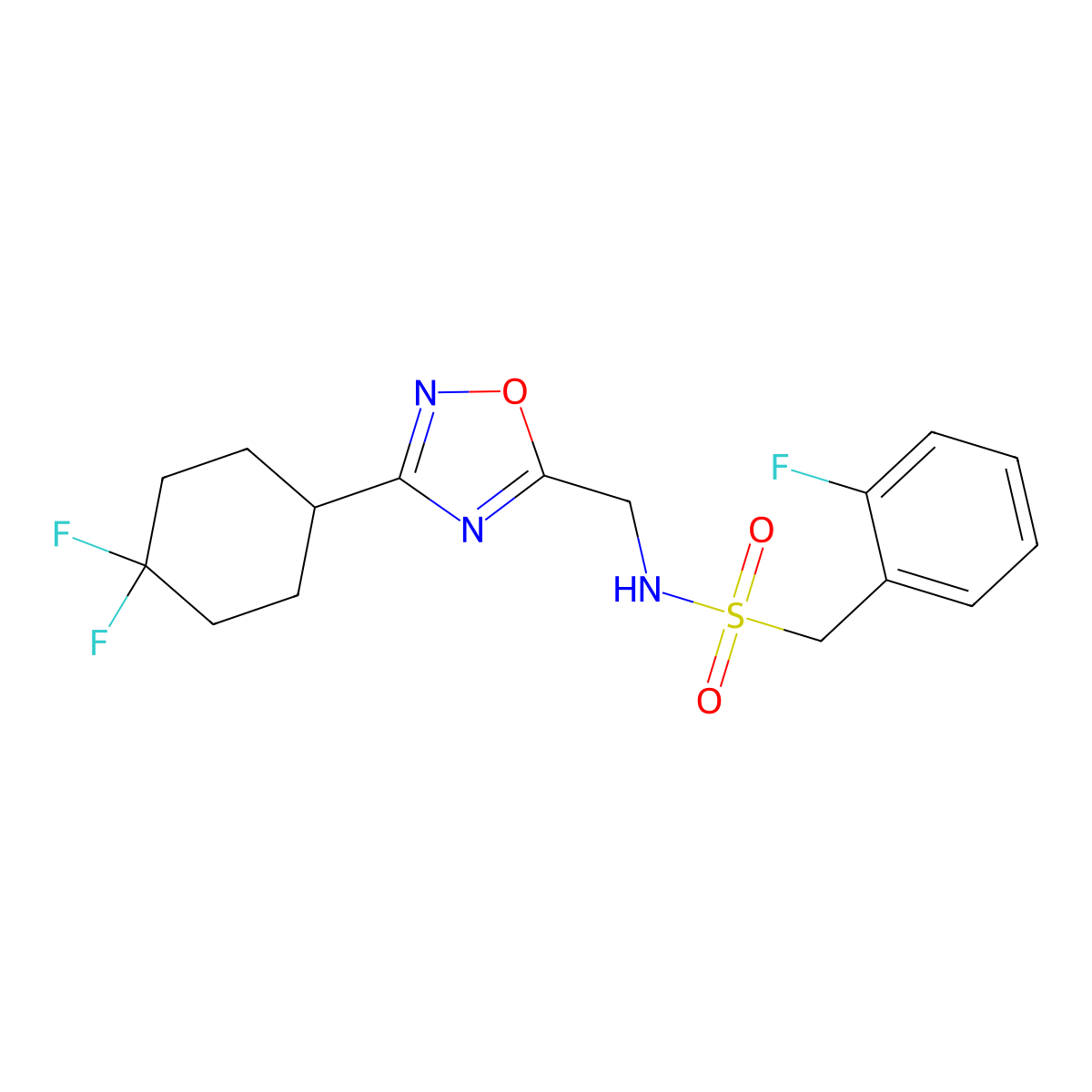 N-{[3-(4,4-difluorocyclohexyl)-1,2,4-oxadiazol-5-yl]methyl}-1-(2-fluorophenyl)methanesulfonamide molecular structure, CAS 2034519-37-2