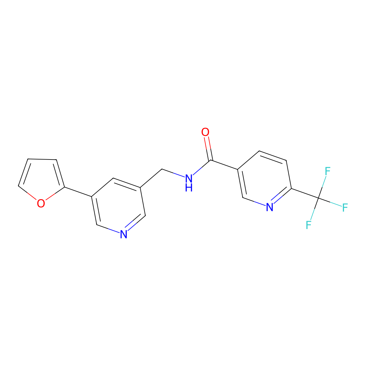 N-((5-(furan-2-yl)pyridin-3-yl)methyl)-6-(trifluoromethyl)nicotinamide molecular structure, CAS 2034519-39-4
