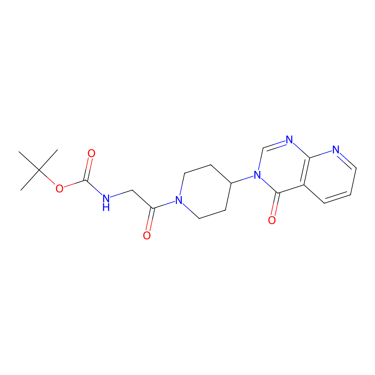 tert-butyl (2-oxo-2-(4-(4-oxopyrido[2,3-d]pyrimidin-3(4H)-yl)piperidin-1-yl)ethyl)carbamate molecular structure, CAS 2034519-43-0
