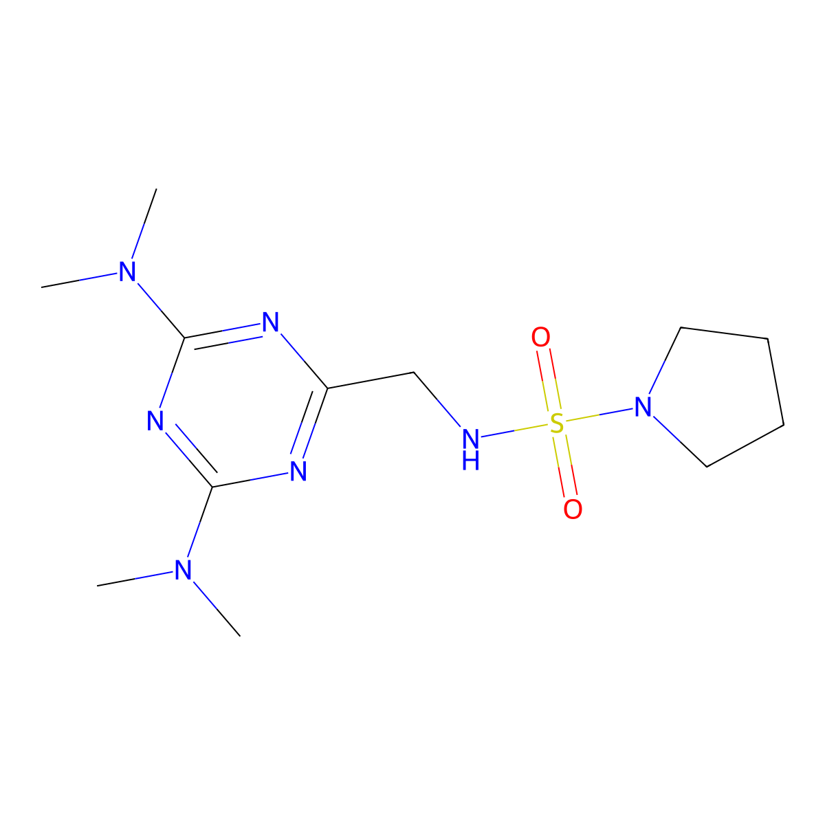 N-{[4,6-bis(dimethylamino)-1,3,5-triazin-2-yl]methyl}pyrrolidine-1-sulfonamide molecular structure, CAS 2034519-45-2