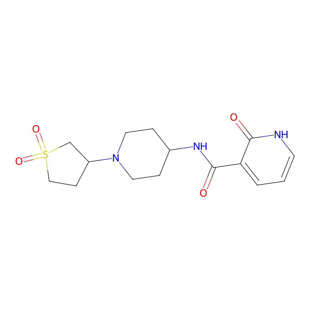 N-(1-(1,1-dioxidotetrahydrothiophen-3-yl)piperidin-4-yl)-2-oxo-1,2-dihydropyridine-3-carboxamide molecular structure, CAS 2034519-46-3