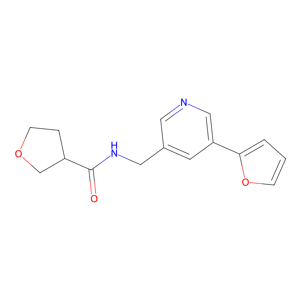 N-((5-(furan-2-yl)pyridin-3-yl)methyl)tetrahydrofuran-3-carboxamide molecular structure, CAS 2034519-49-6