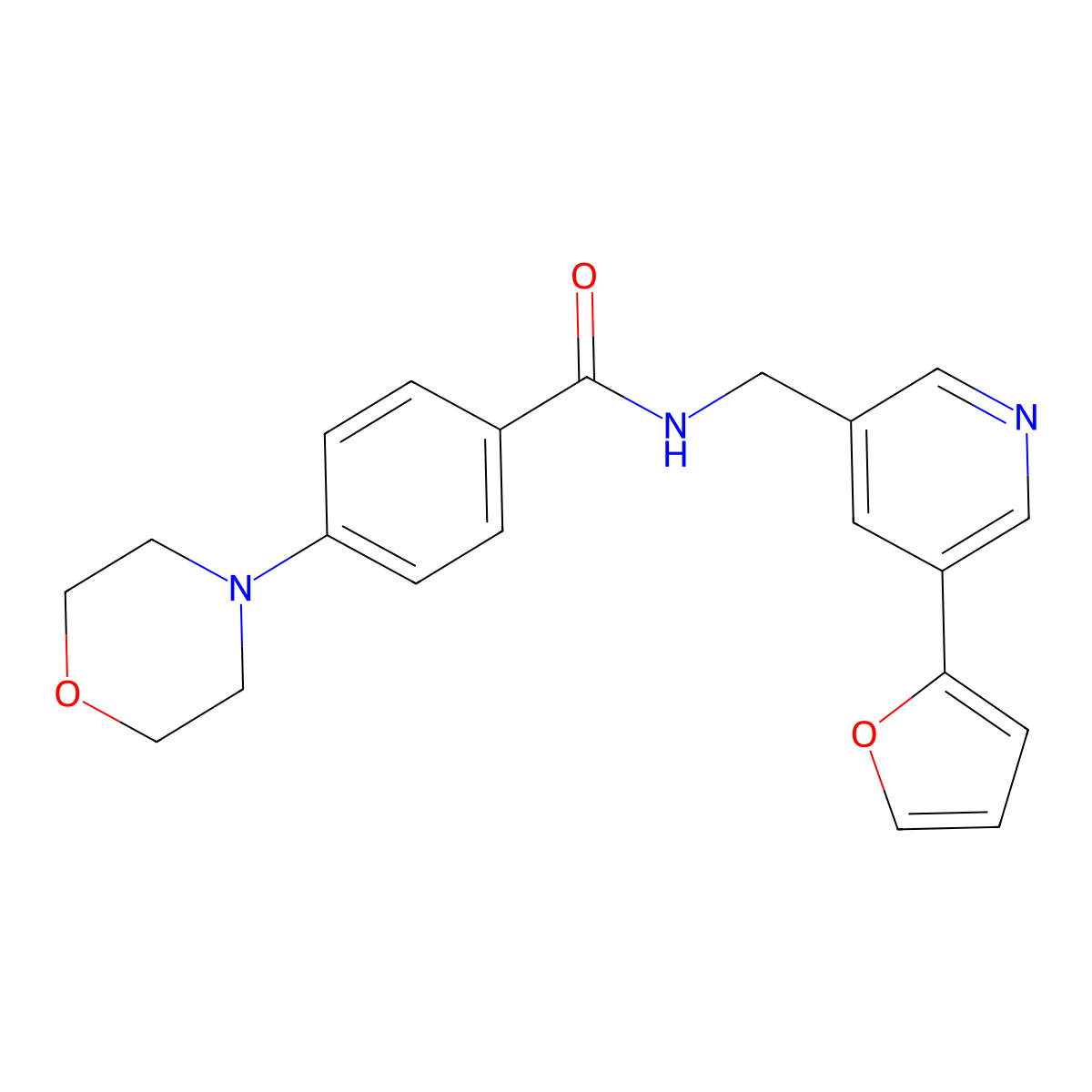 N-((5-(furan-2-yl)pyridin-3-yl)methyl)-4-morpholinobenzamide molecular structure, CAS 2034519-57-6