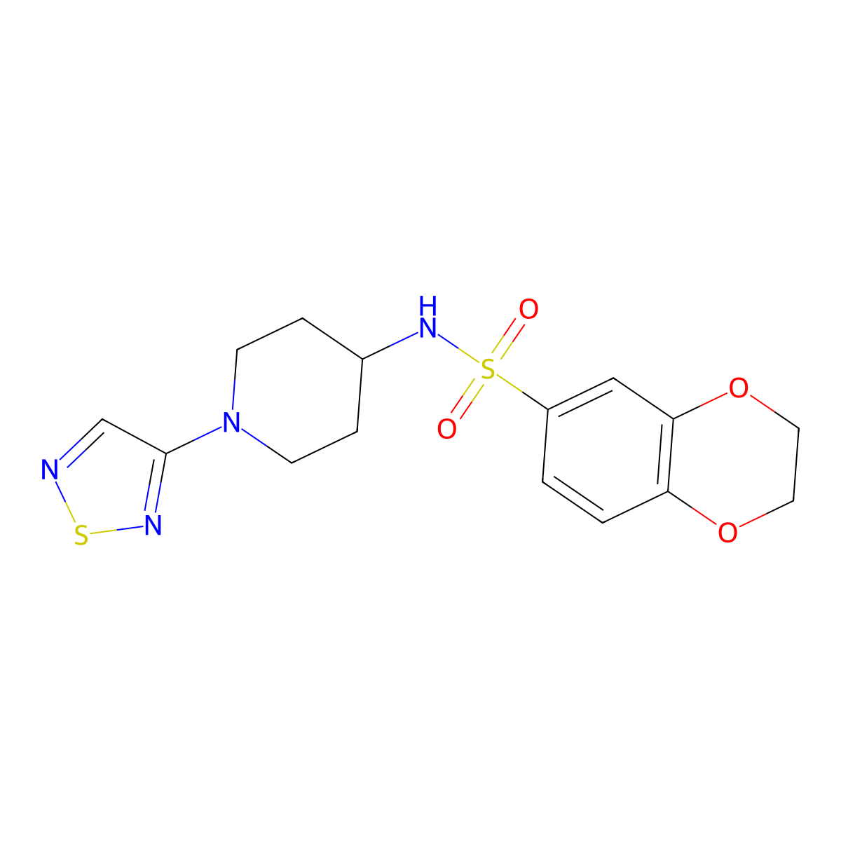 N-(1-(1,2,5-thiadiazol-3-yl)piperidin-4-yl)-2,3-dihydrobenzo[b][1,4]dioxine-6-sulfonamide molecular structure, CAS 2034519-62-3