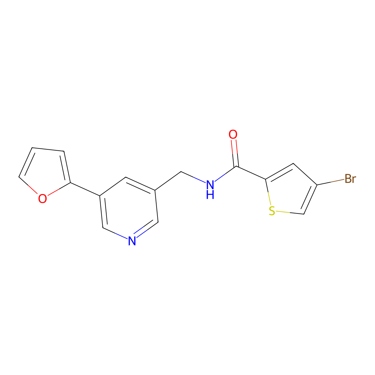 4-bromo-N-((5-(furan-2-yl)pyridin-3-yl)methyl)thiophene-2-carboxamide molecular structure, CAS 2034519-64-5