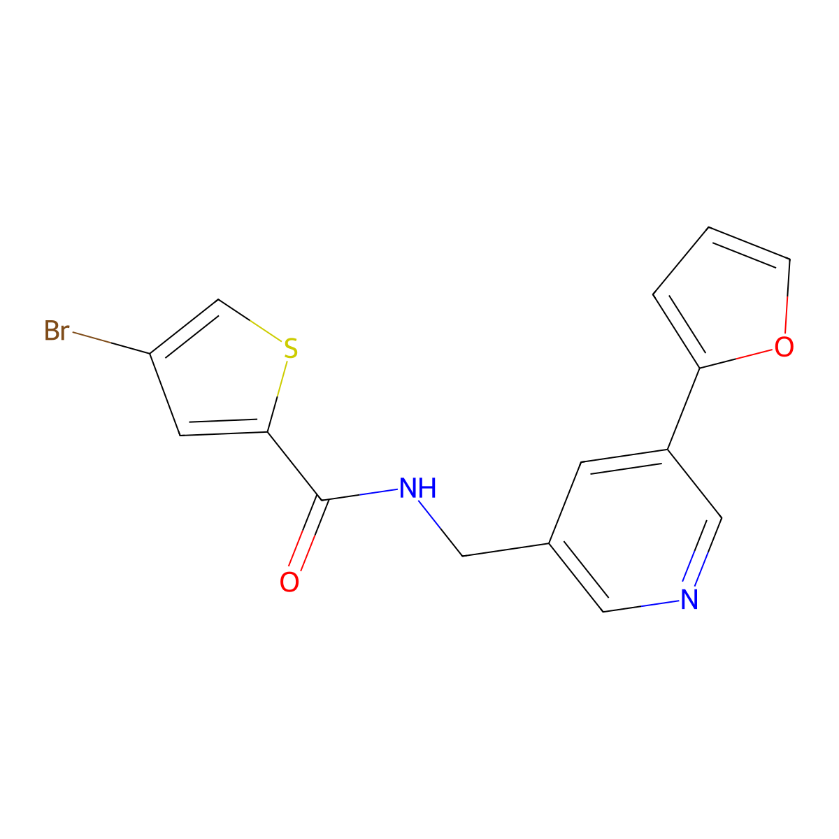 4-bromo-N-((5-(furan-2-yl)pyridin-3-yl)methyl)thiophene-2-carboxamide molecular structure, CAS 2034519-64-5