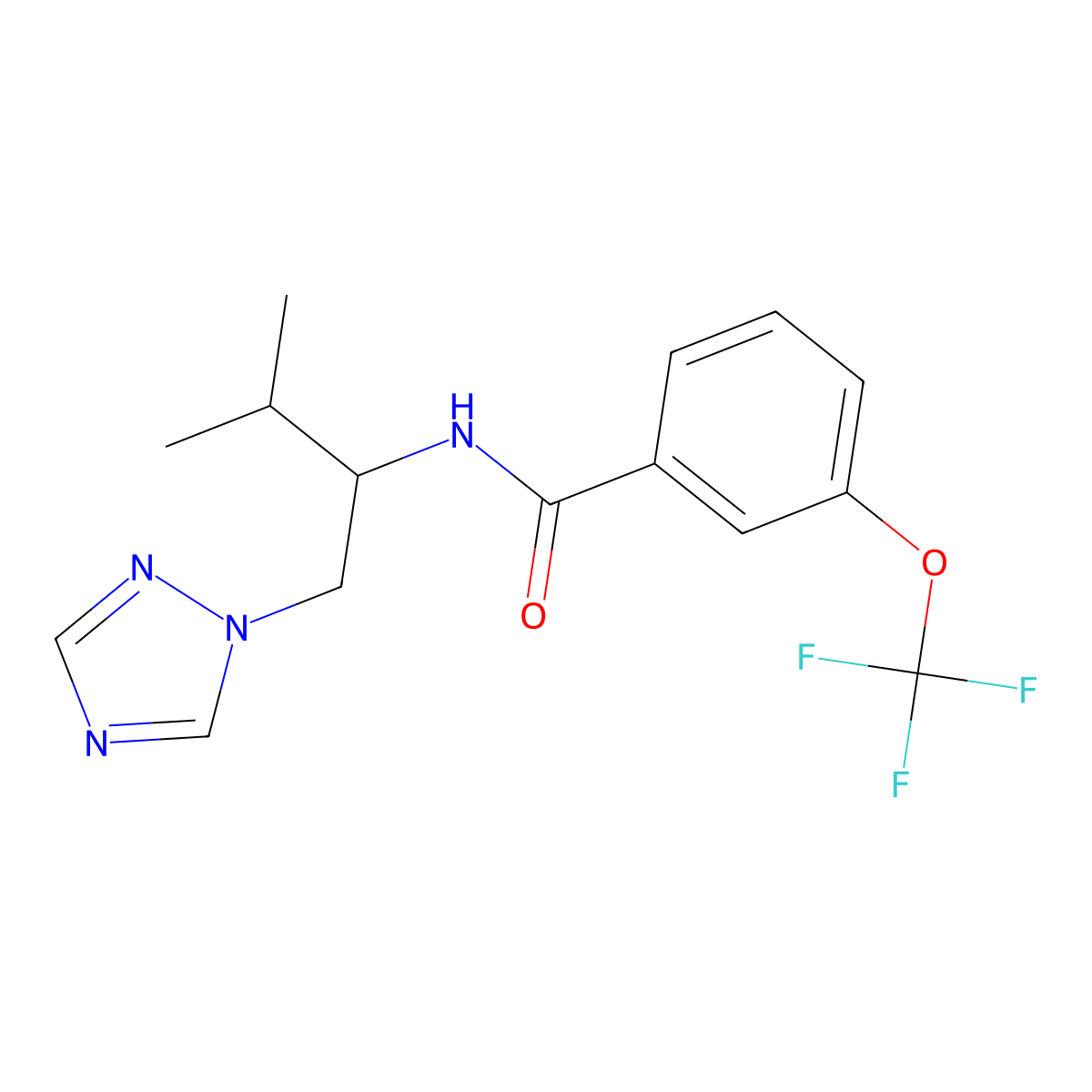 N-[3-methyl-1-(1H-1,2,4-triazol-1-yl)butan-2-yl]-3-(trifluoromethoxy)benzamide molecular structure, CAS 2034519-66-7