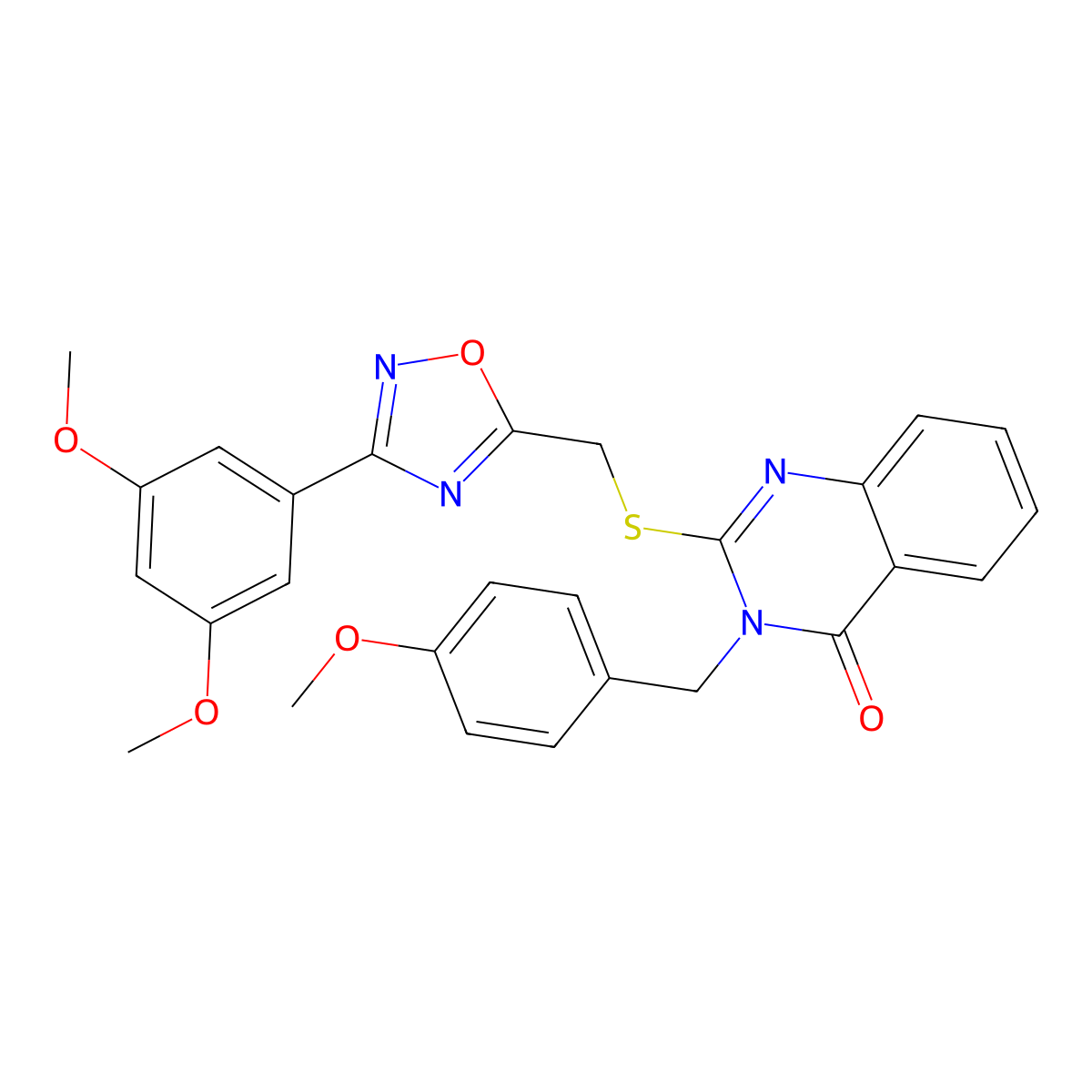 2-(((3-(3,5-dimethoxyphenyl)-1,2,4-oxadiazol-5-yl)methyl)thio)-3-(4-methoxybenzyl)quinazolin-4(3H)-one molecular structure, CAS 2034519-67-8