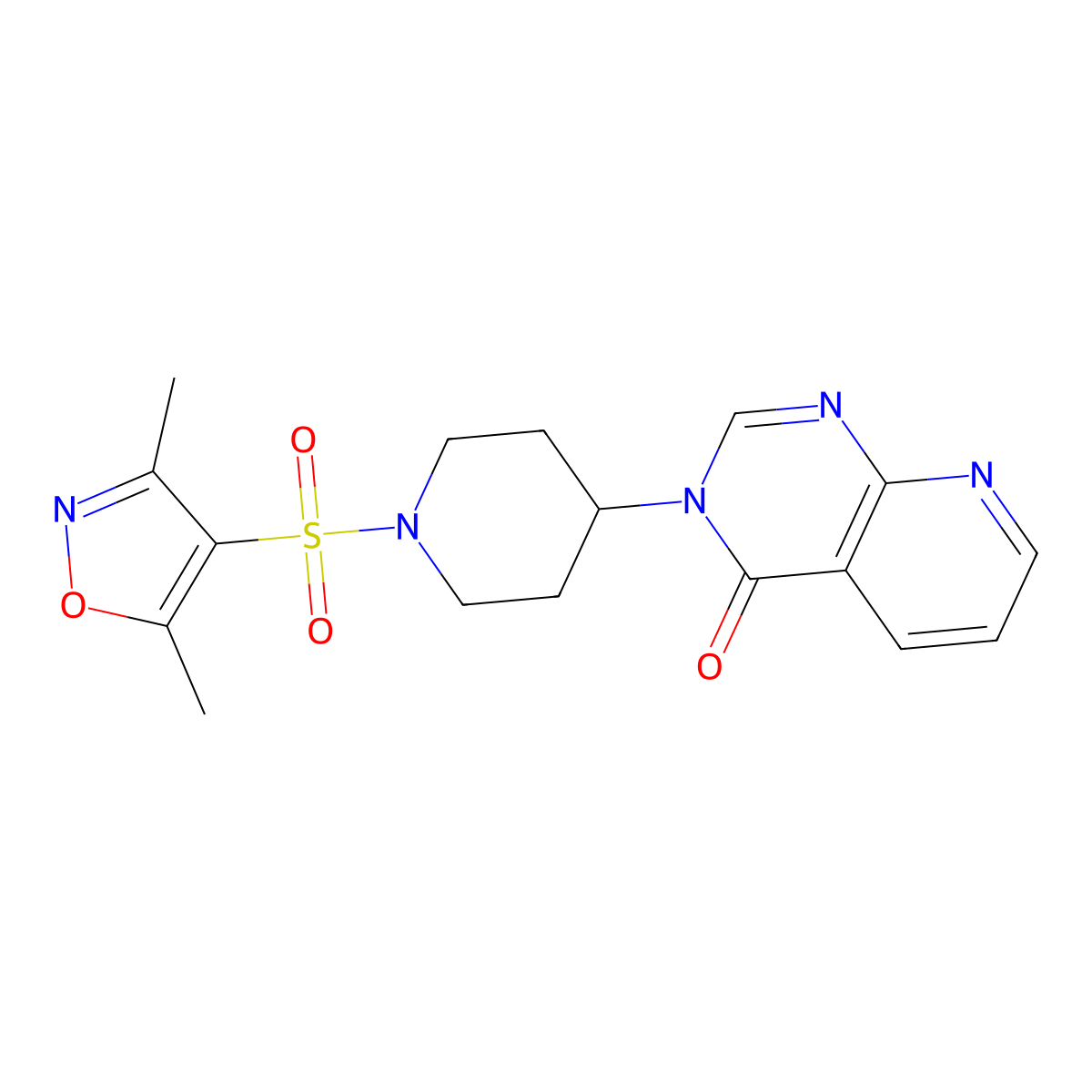 3-(1-((3,5-dimethylisoxazol-4-yl)sulfonyl)piperidin-4-yl)pyrido[2,3-d]pyrimidin-4(3H)-one molecular structure, CAS 2034519-69-0