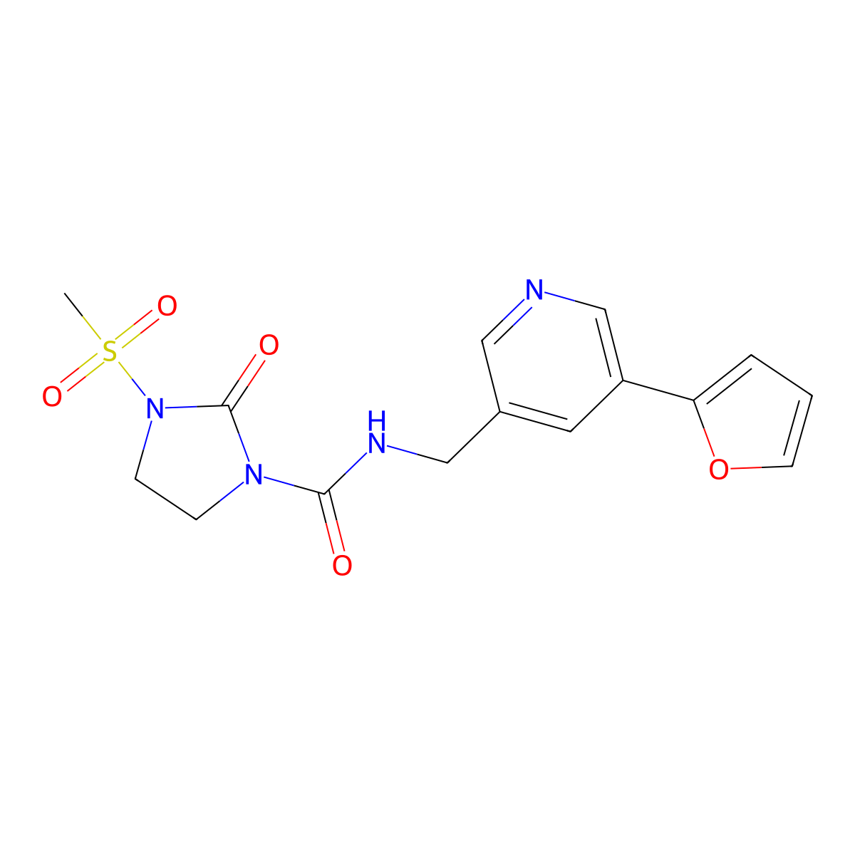 N-((5-(furan-2-yl)pyridin-3-yl)methyl)-3-(methylsulfonyl)-2-oxoimidazolidine-1-carboxamide molecular structure, CAS 2034519-70-3
