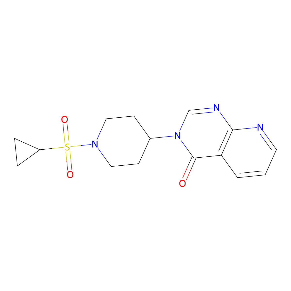 3-(1-(cyclopropylsulfonyl)piperidin-4-yl)pyrido[2,3-d]pyrimidin-4(3H)-one molecular structure, CAS 2034519-75-8