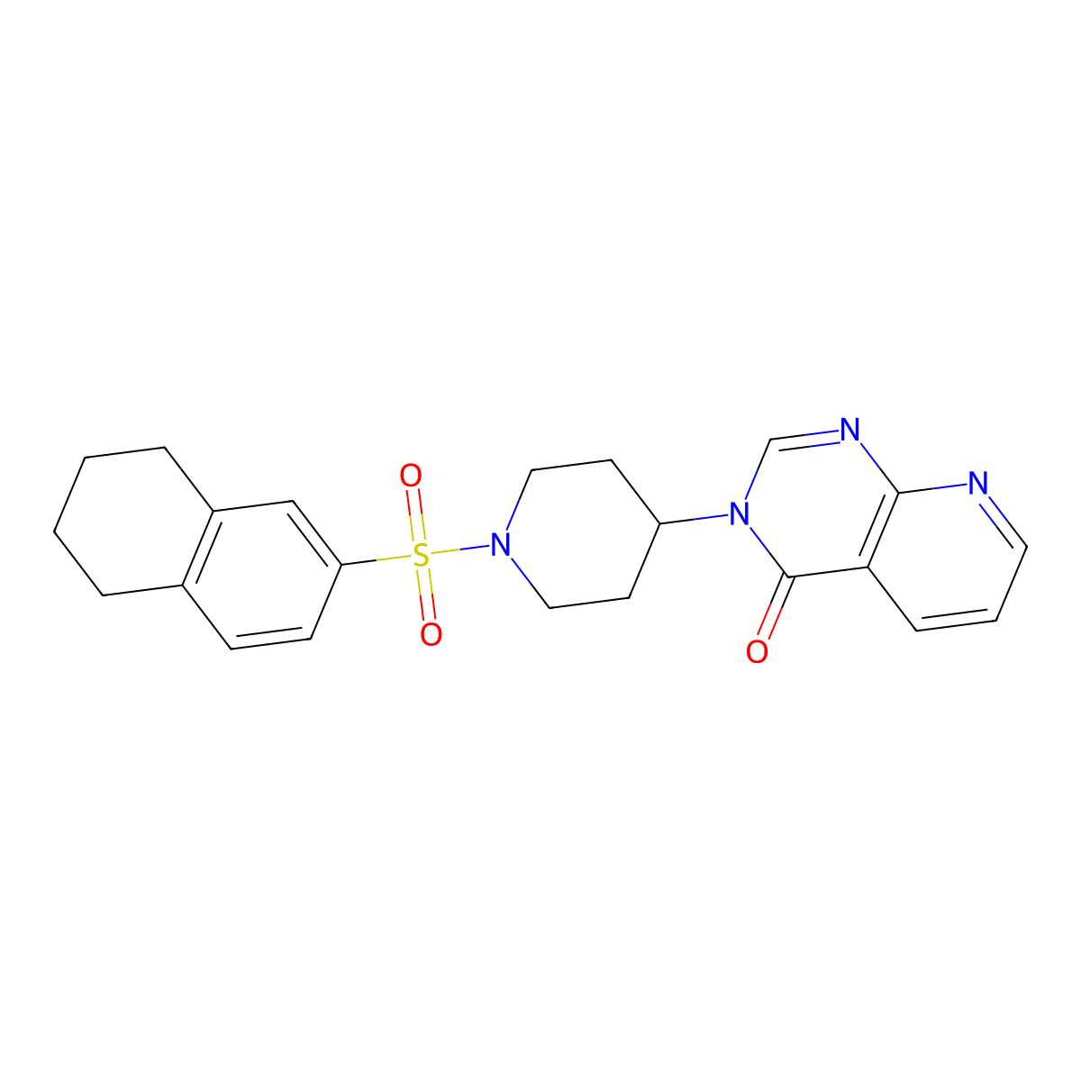 3-(1-((5,6,7,8-tetrahydronaphthalen-2-yl)sulfonyl)piperidin-4-yl)pyrido[2,3-d]pyrimidin-4(3H)-one molecular structure, CAS 2034519-82-7