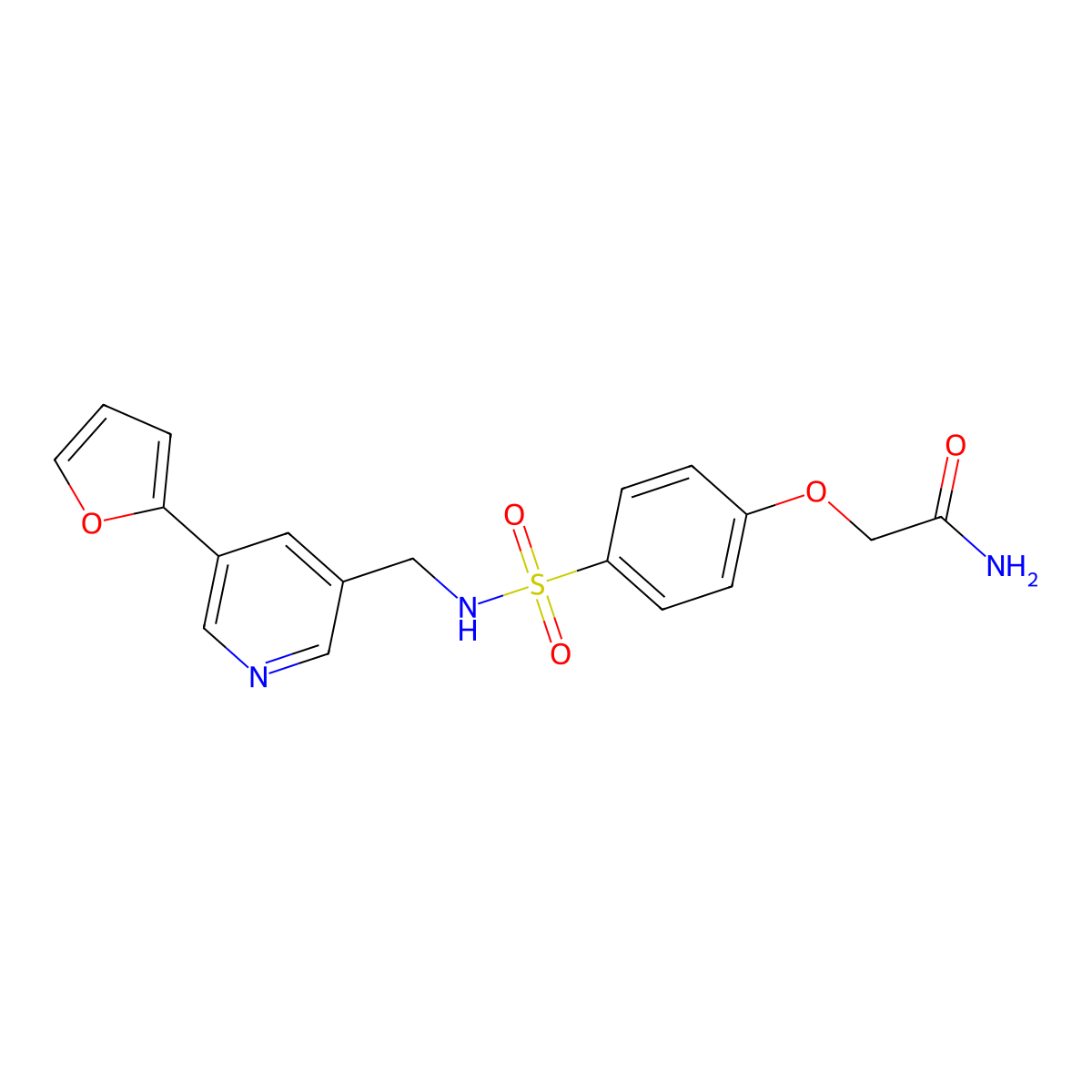 2-(4-(N-((5-(furan-2-yl)pyridin-3-yl)methyl)sulfamoyl)phenoxy)acetamide molecular structure, CAS 2034519-83-8
