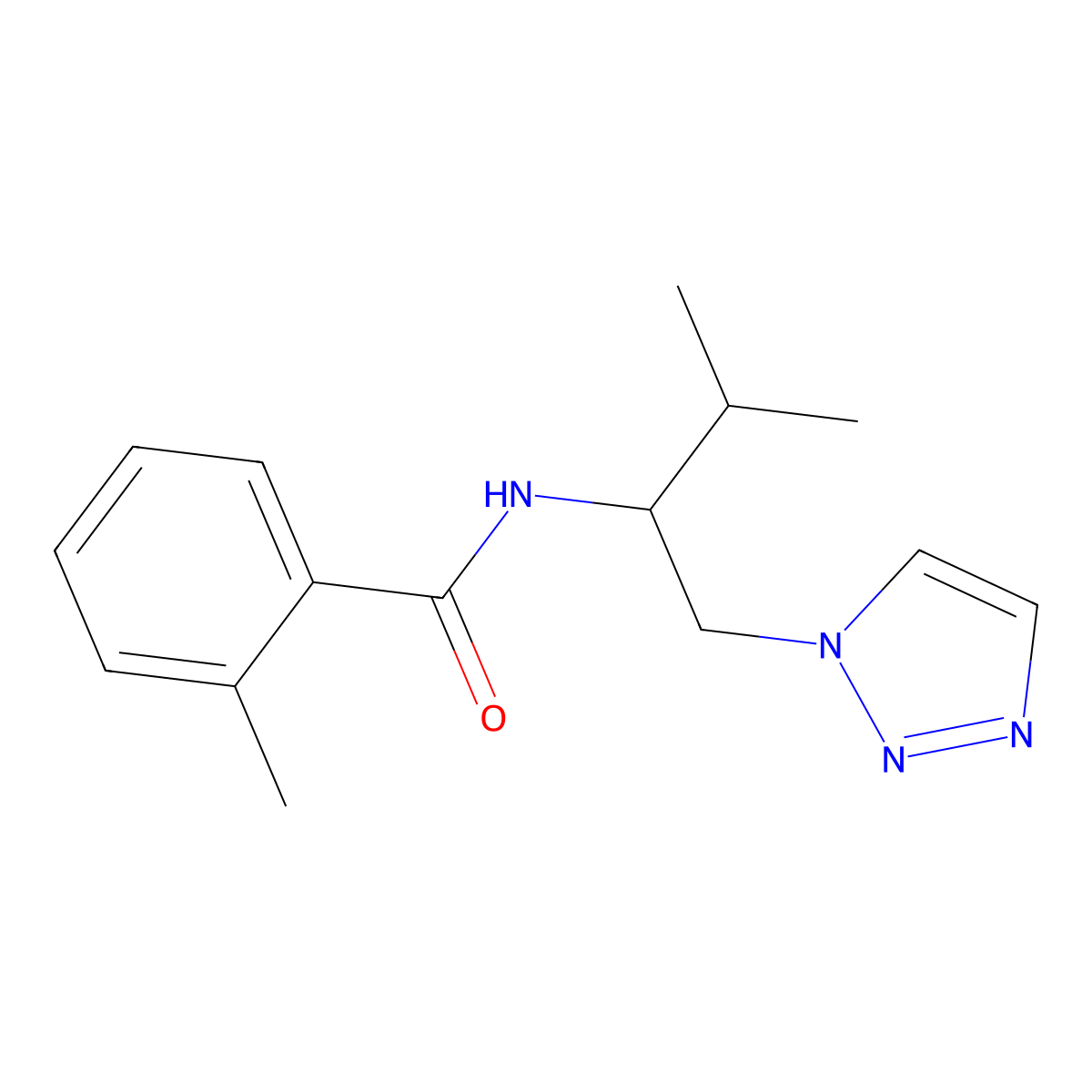 2-methyl-N-[3-methyl-1-(1H-1,2,3-triazol-1-yl)butan-2-yl]benzamide molecular structure, CAS 2034519-87-2