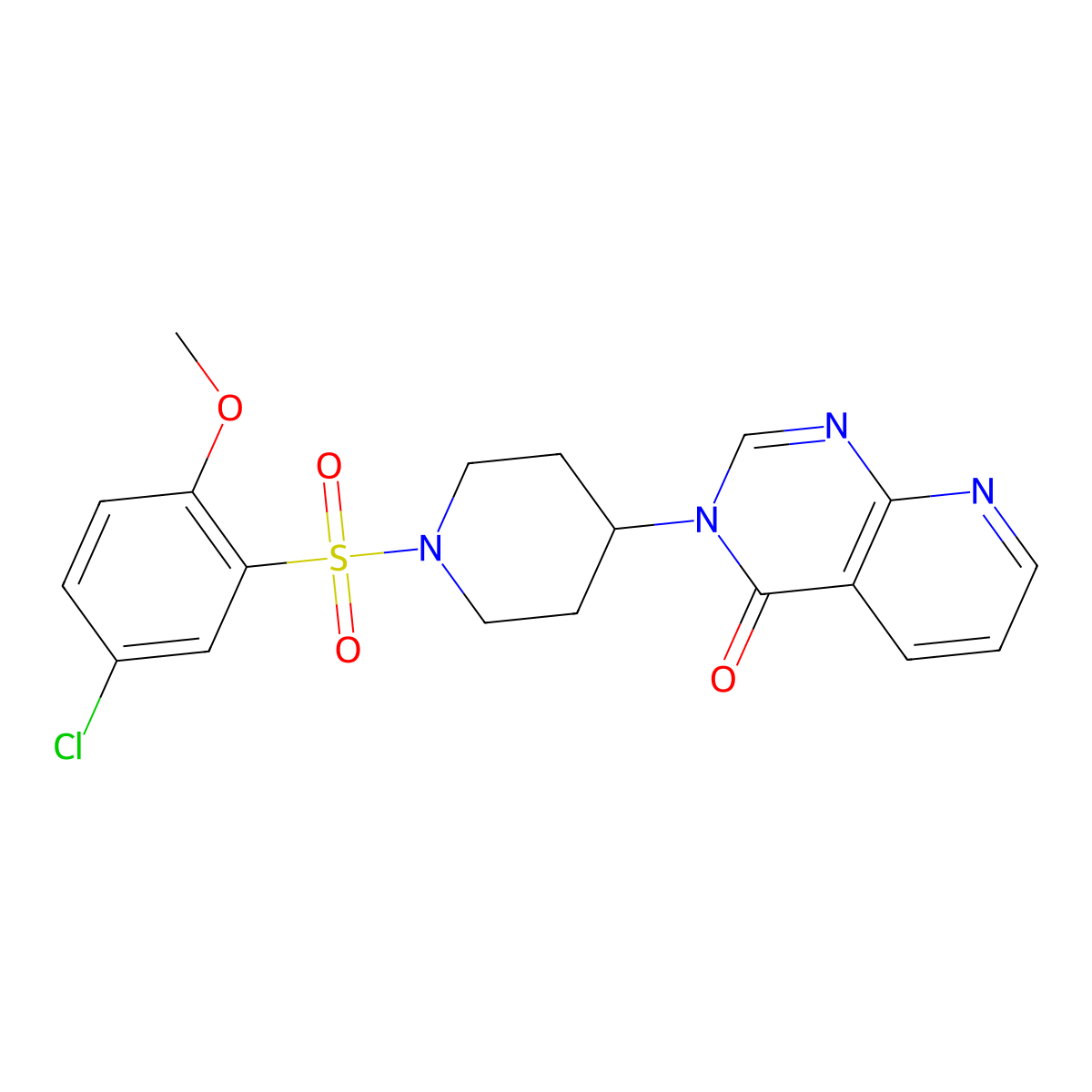 3-(1-((5-chloro-2-methoxyphenyl)sulfonyl)piperidin-4-yl)pyrido[2,3-d]pyrimidin-4(3H)-one molecular structure, CAS 2034519-88-3