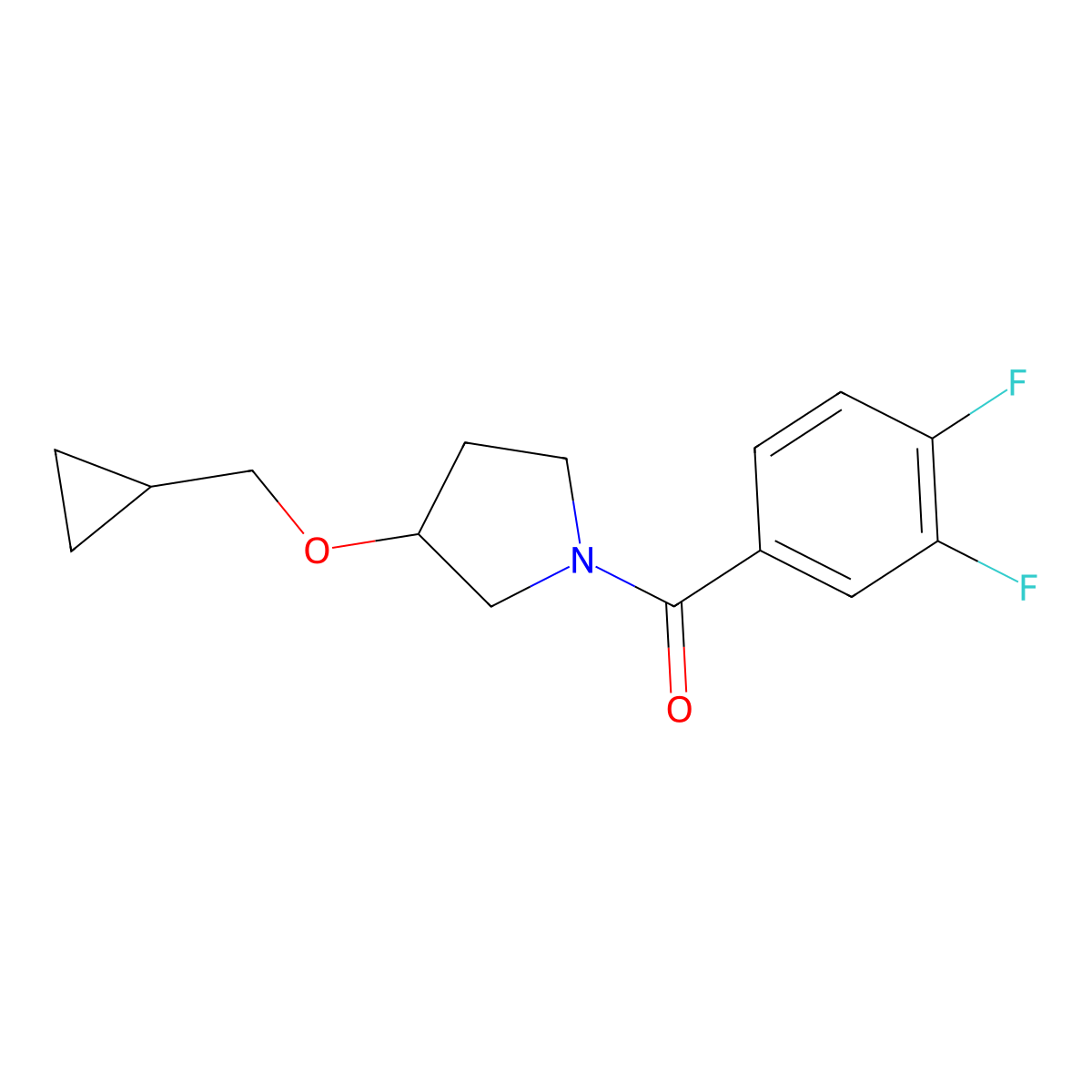 (3-(Cyclopropylmethoxy)pyrrolidin-1-yl)(3,4-difluorophenyl)methanone molecular structure, CAS 2034519-90-7