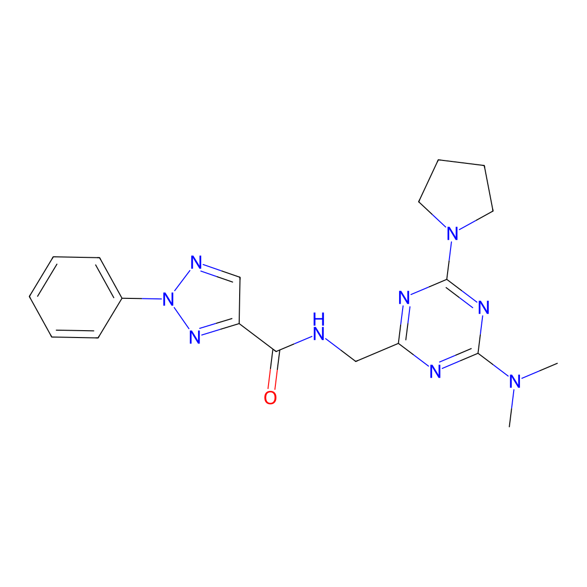N-{[4-(dimethylamino)-6-(pyrrolidin-1-yl)-1,3,5-triazin-2-yl]methyl}-2-phenyl-2H-1,2,3-triazole-4-carboxamide molecular structure, CAS 2034519-92-9