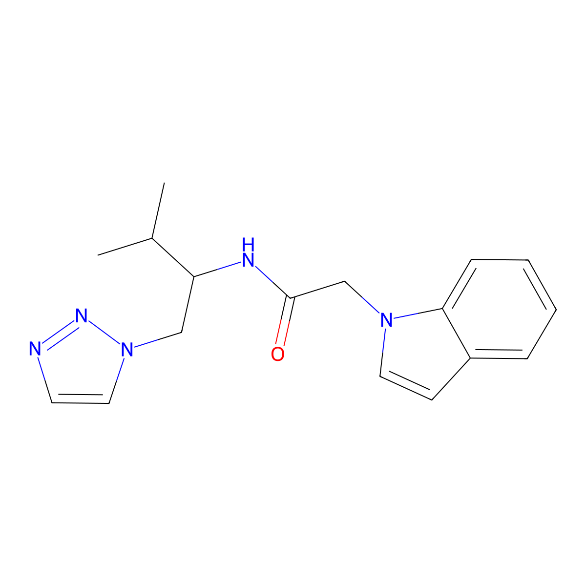 2-(1H-indol-1-yl)-N-[3-methyl-1-(1H-1,2,3-triazol-1-yl)butan-2-yl]acetamide molecular structure, CAS 2034519-99-6