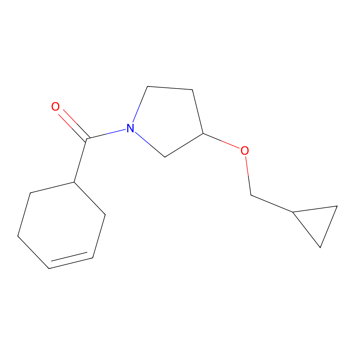 Cyclohex-3-en-1-yl(3-(cyclopropylmethoxy)pyrrolidin-1-yl)methanone molecular structure, CAS 2034520-01-7