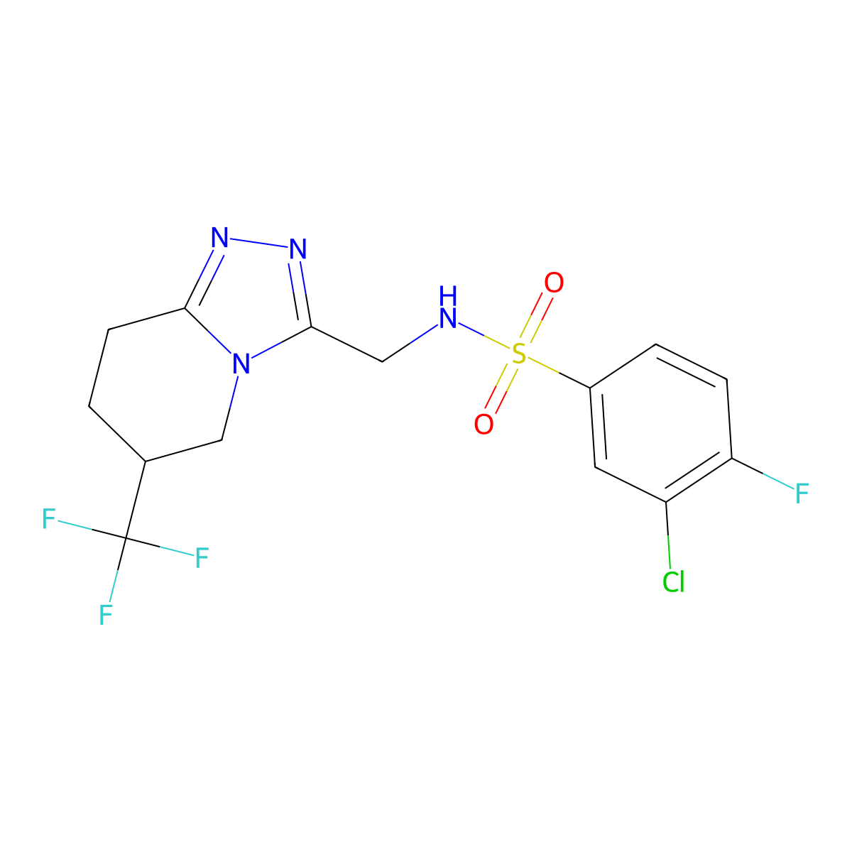 3-chloro-4-fluoro-N-((6-(trifluoromethyl)-5,6,7,8-tetrahydro-[1,2,4]triazolo[4,3-a]pyridin-3-yl)methyl)benzenesulfonamide molecular structure, CAS 2034520-04-0
