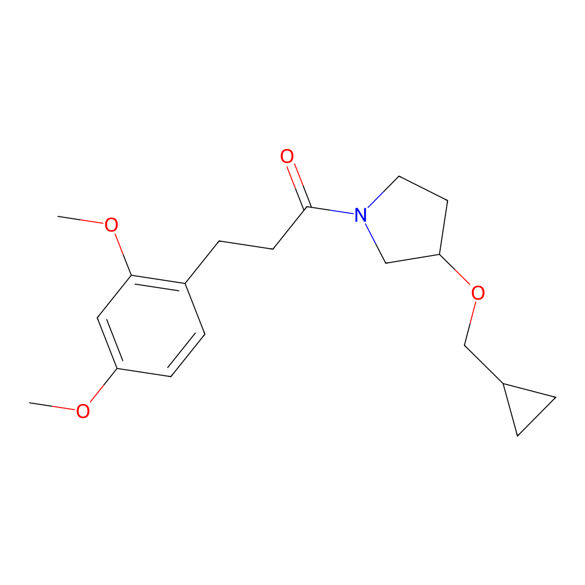 1-[3-(Cyclopropylmethoxy)pyrrolidin-1-yl]-3-(2,4-dimethoxyphenyl)propan-1-one molecular structure, CAS 2034520-11-9