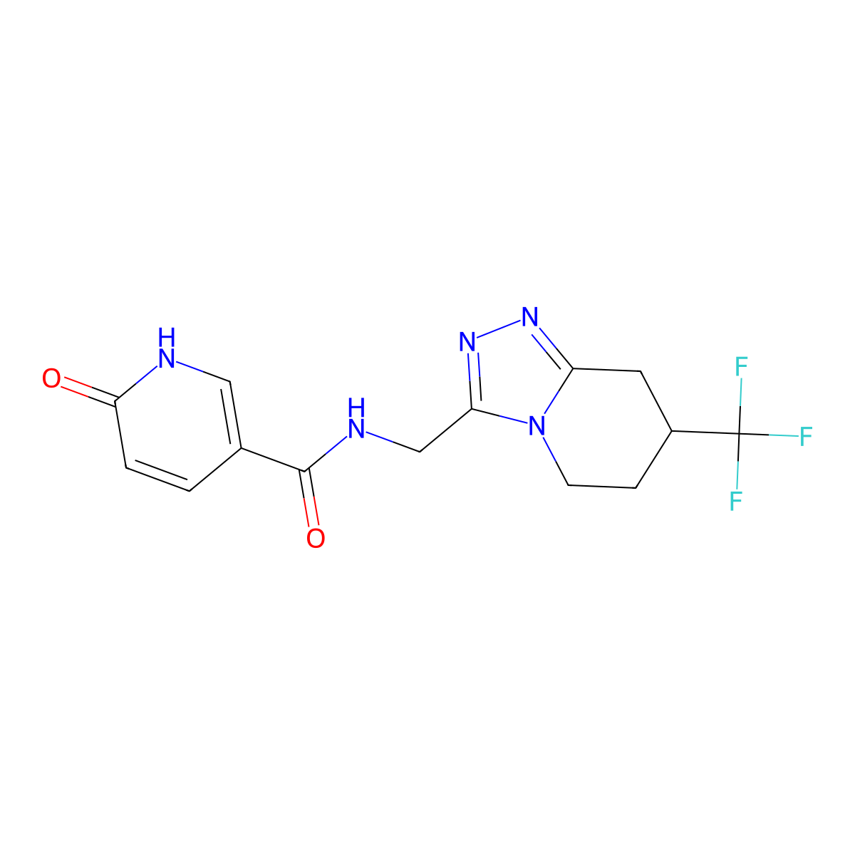 6-oxo-N-((7-(trifluoromethyl)-5,6,7,8-tetrahydro-[1,2,4]triazolo[4,3-a]pyridin-3-yl)methyl)-1,6-dihydropyridine-3-carboxamide molecular structure, CAS 2034520-13-1