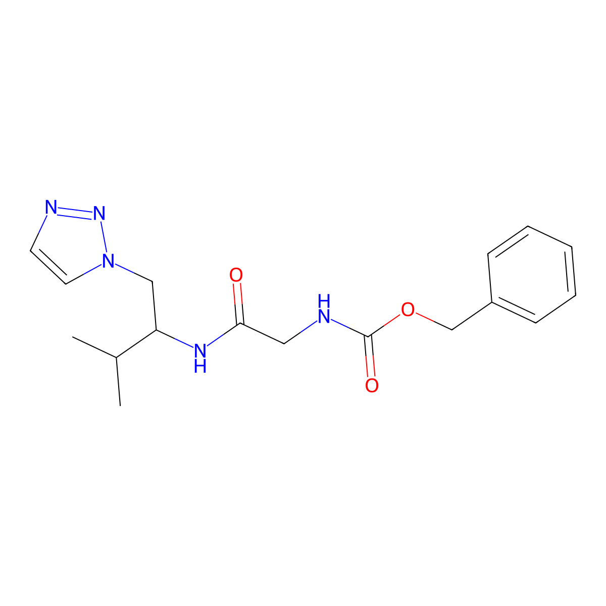 benzyl (2-((3-methyl-1-(1H-1,2,3-triazol-1-yl)butan-2-yl)amino)-2-oxoethyl)carbamate molecular structure, CAS 2034520-15-3