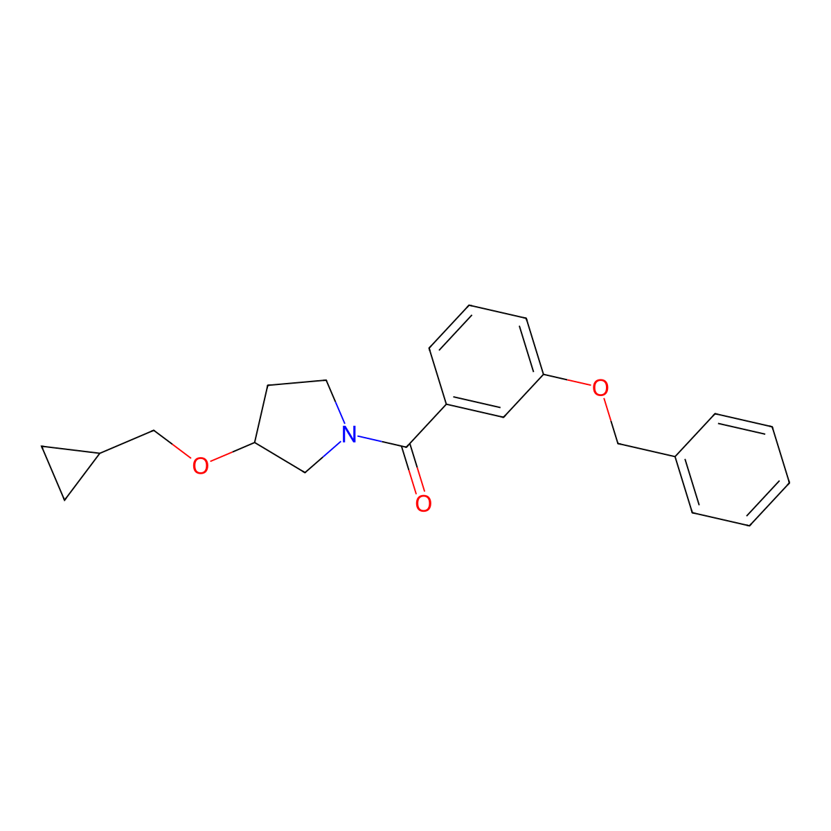 (3-(Benzyloxy)phenyl)(3-(cyclopropylmethoxy)pyrrolidin-1-yl)methanone molecular structure, CAS 2034520-16-4