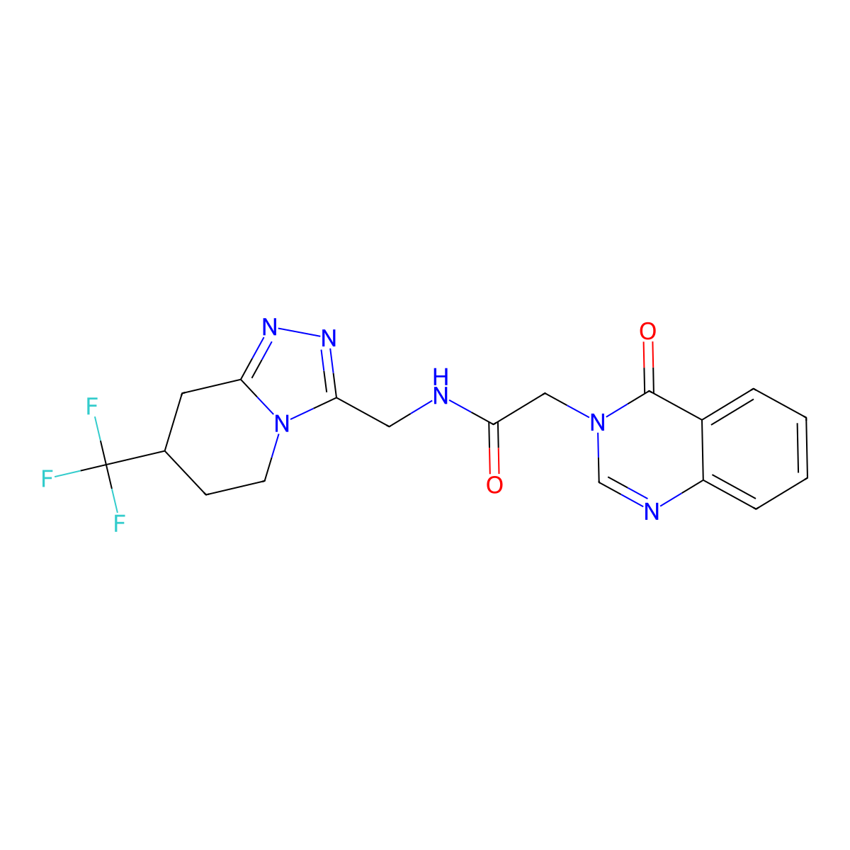 2-(4-oxoquinazolin-3(4H)-yl)-N-((7-(trifluoromethyl)-5,6,7,8-tetrahydro-[1,2,4]triazolo[4,3-a]pyridin-3-yl)methyl)acetamide molecular structure, CAS 2034520-20-0
