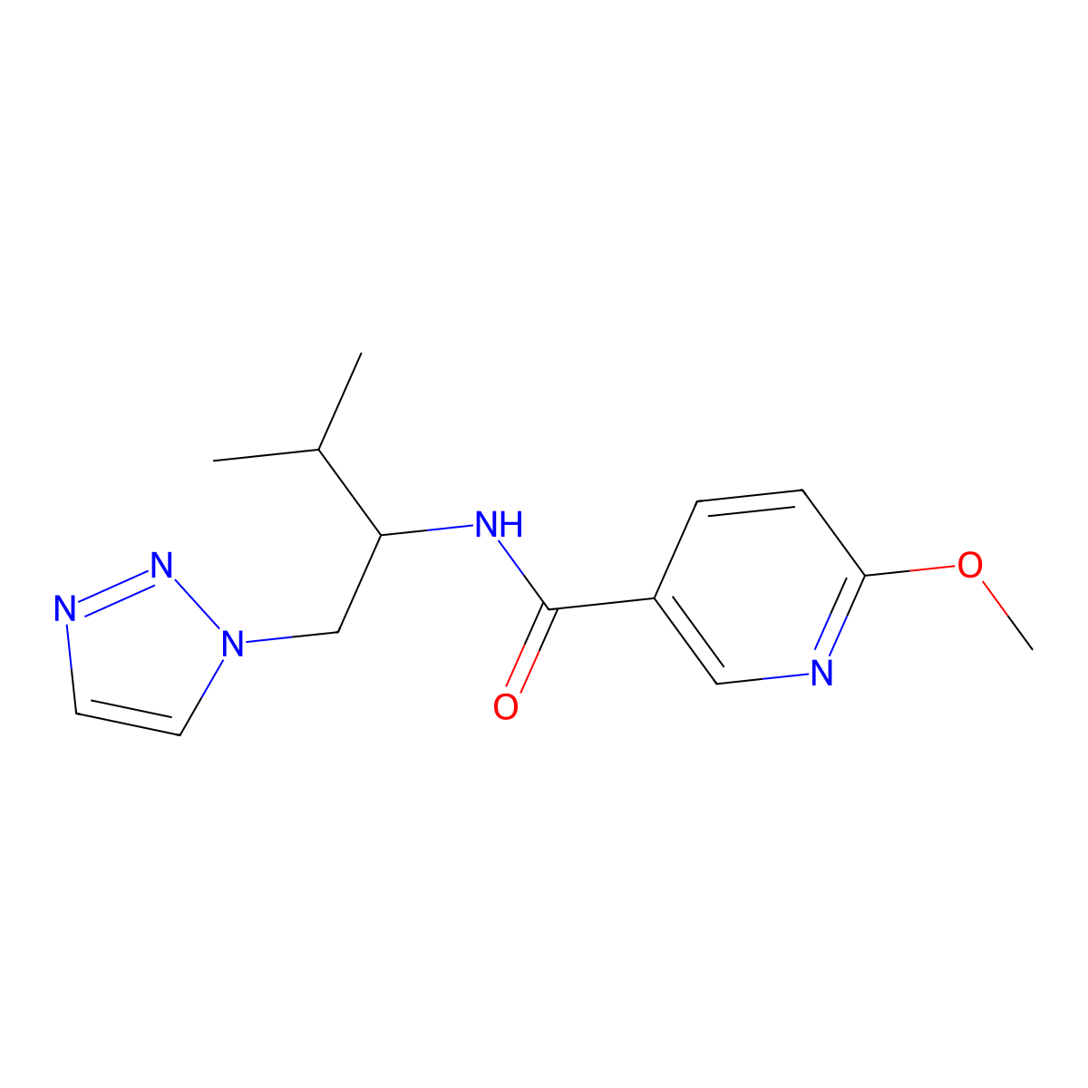 6-methoxy-N-(3-methyl-1-(1H-1,2,3-triazol-1-yl)butan-2-yl)nicotinamide molecular structure, CAS 2034520-22-2