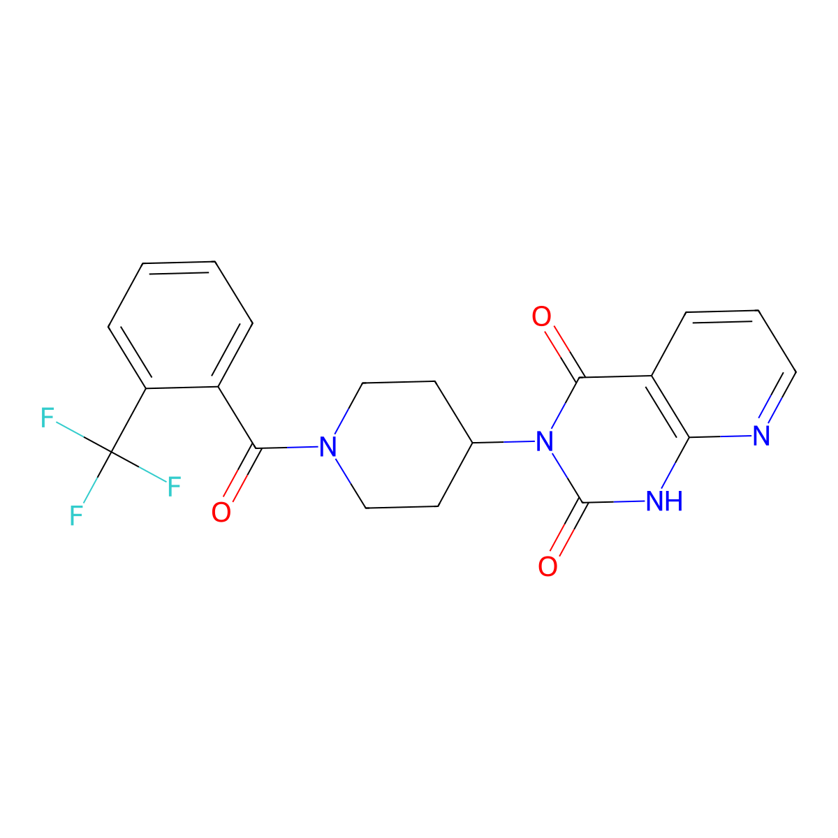 3-(1-(2-(trifluoromethyl)benzoyl)piperidin-4-yl)pyrido[2,3-d]pyrimidine-2,4(1H,3H)-dione molecular structure, CAS 2034520-23-3