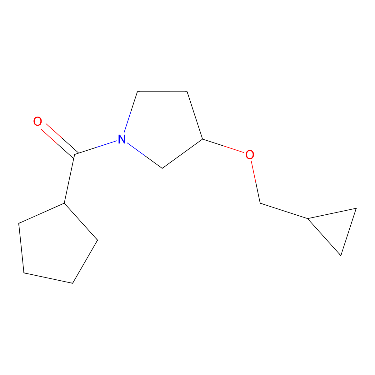 Cyclopentyl(3-(cyclopropylmethoxy)pyrrolidin-1-yl)methanone molecular structure, CAS 2034520-24-4