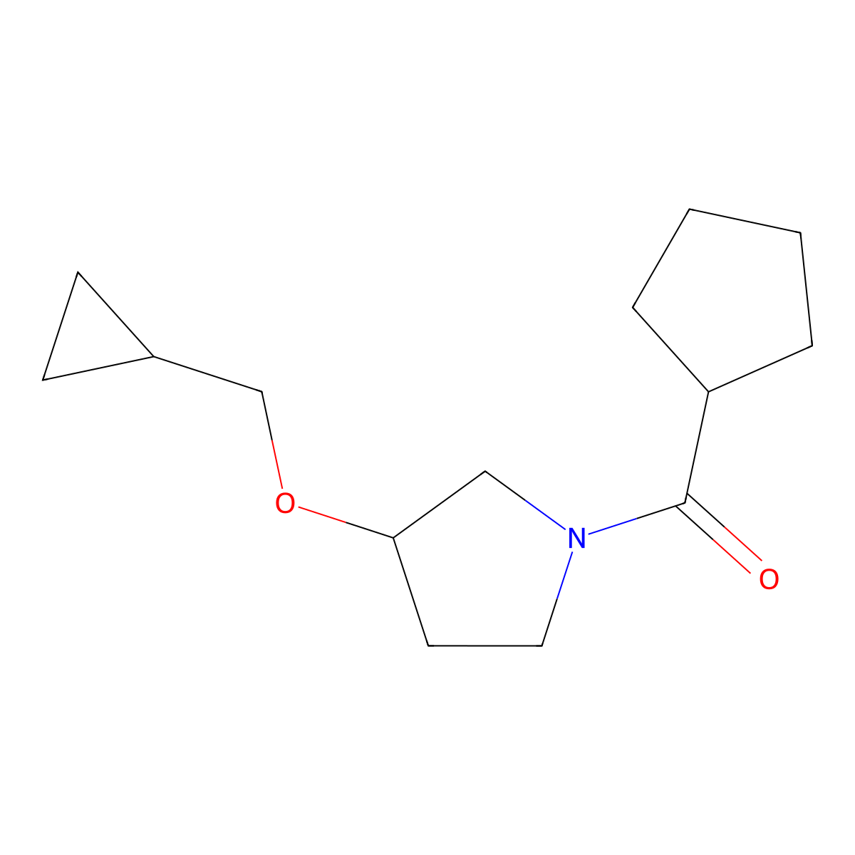 Cyclopentyl(3-(cyclopropylmethoxy)pyrrolidin-1-yl)methanone molecular structure, CAS 2034520-24-4