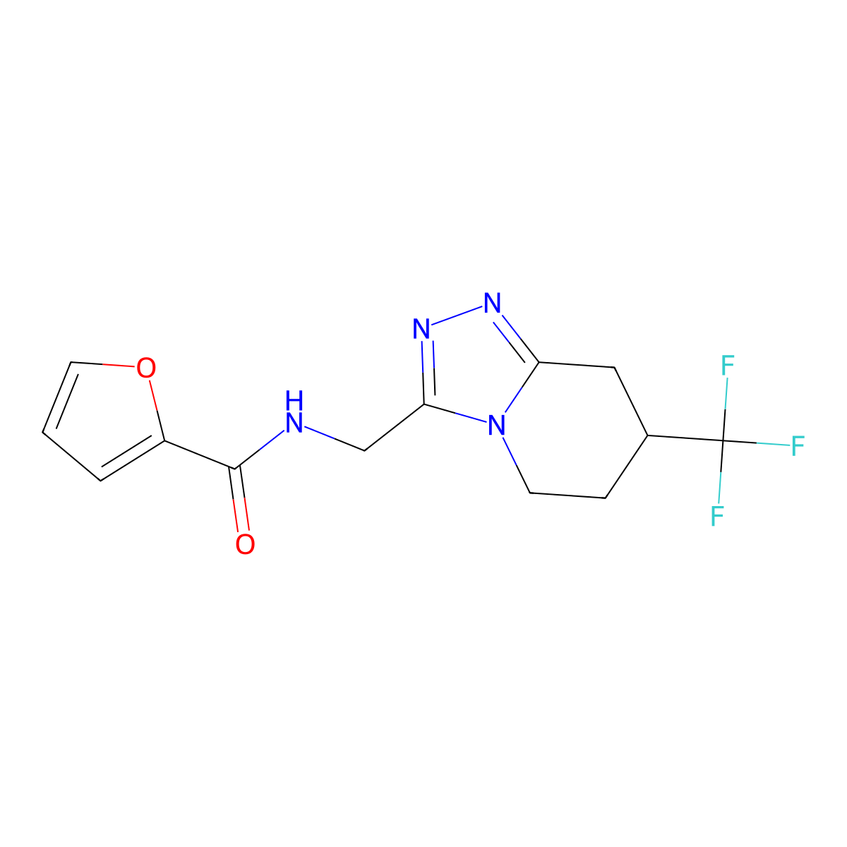 N-((7-(trifluoromethyl)-5,6,7,8-tetrahydro-[1,2,4]triazolo[4,3-a]pyridin-3-yl)methyl)furan-2-carboxamide molecular structure, CAS 2034520-25-5