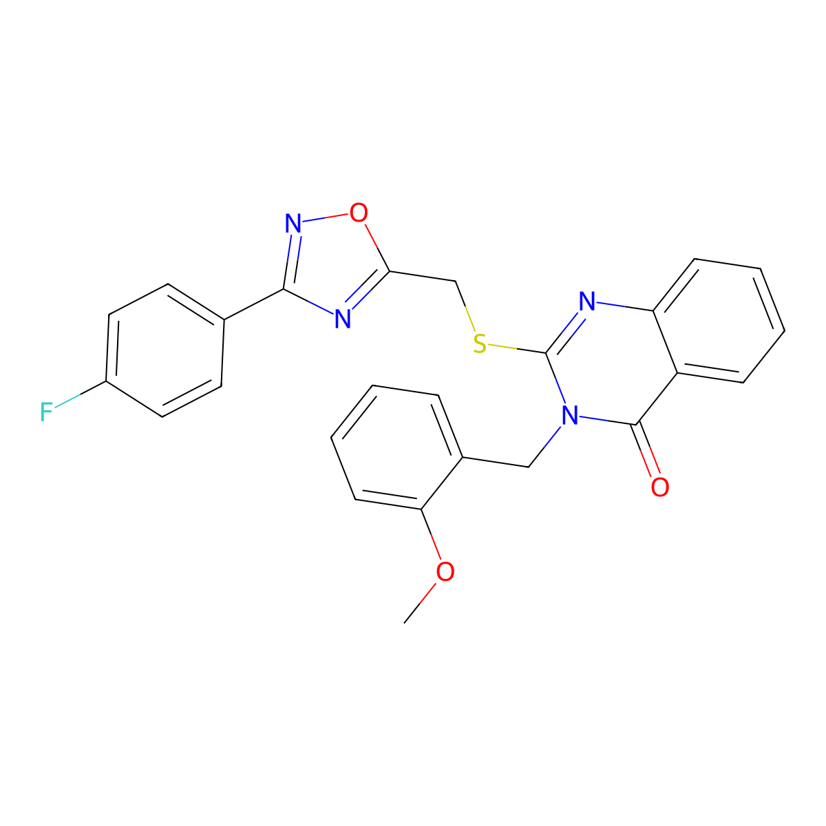2-(((3-(4-fluorophenyl)-1,2,4-oxadiazol-5-yl)methyl)thio)-3-(2-methoxybenzyl)quinazolin-4(3H)-one molecular structure, CAS 2034520-27-7