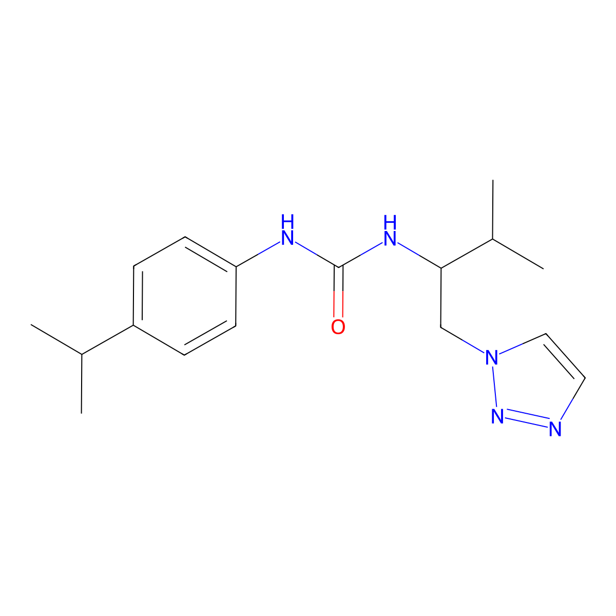 1-(4-isopropylphenyl)-3-(3-methyl-1-(1H-1,2,3-triazol-1-yl)butan-2-yl)urea molecular structure, CAS 2034520-28-8