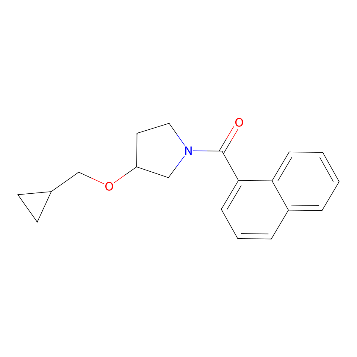 (3-(Cyclopropylmethoxy)pyrrolidin-1-yl)(naphthalen-1-yl)methanone molecular structure, CAS 2034520-32-4