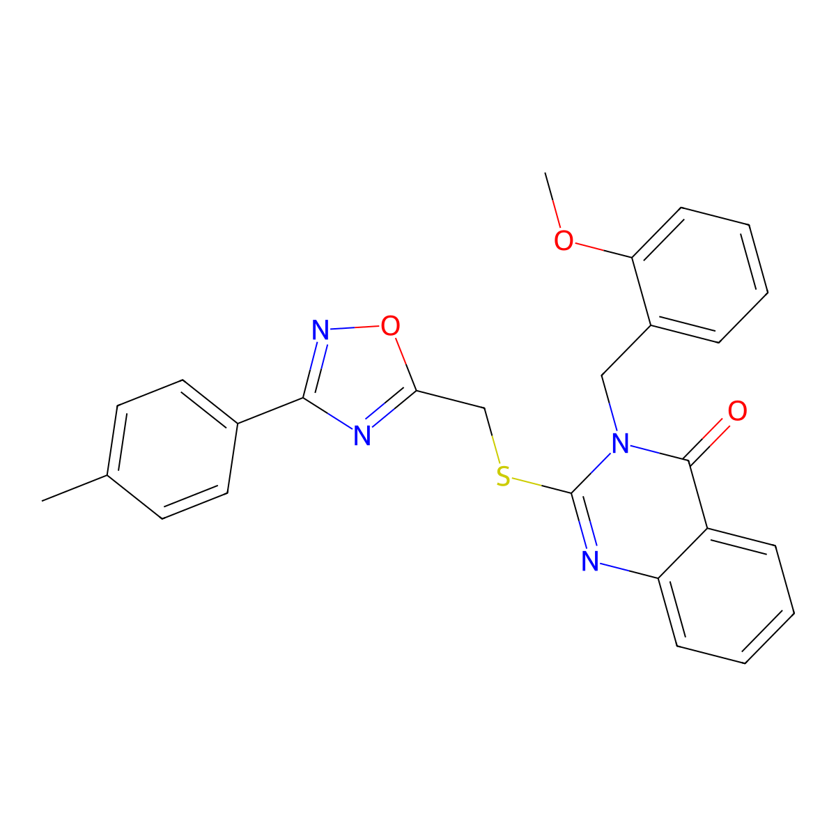 3-(2-methoxybenzyl)-2-(((3-(p-tolyl)-1,2,4-oxadiazol-5-yl)methyl)thio)quinazolin-4(3H)-one molecular structure, CAS 2034520-33-5