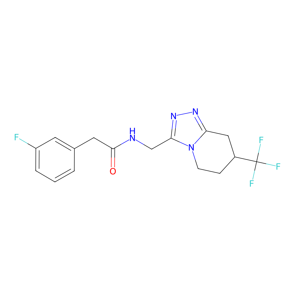 2-(3-fluorophenyl)-N-((7-(trifluoromethyl)-5,6,7,8-tetrahydro-[1,2,4]triazolo[4,3-a]pyridin-3-yl)methyl)acetamide molecular structure, CAS 2034520-45-9