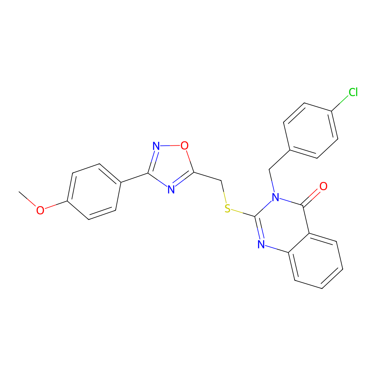 3-(4-chlorobenzyl)-2-(((3-(4-methoxyphenyl)-1,2,4-oxadiazol-5-yl)methyl)thio)quinazolin-4(3H)-one molecular structure, CAS 2034520-48-2